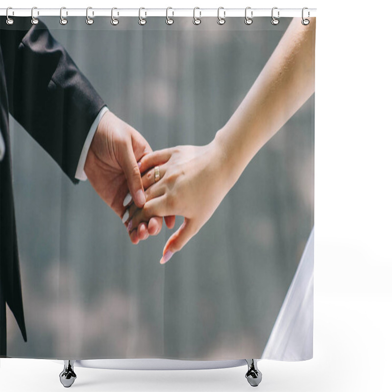 Personality  Married Couple Holding Hands  Shower Curtains