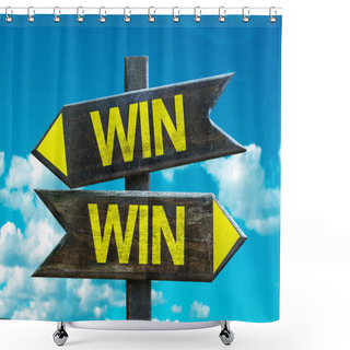 Personality  Win Win Signpost Shower Curtains