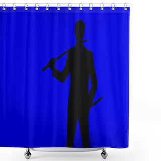 Personality  Toned Picture Of Silhouette Of Agent In Suit With Katana Shower Curtains