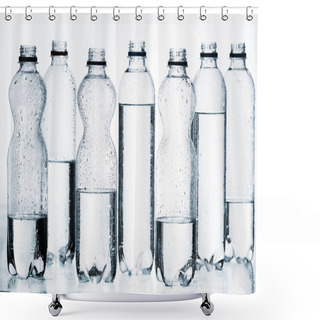 Personality  Plastic Bottles Of Water In Row Isolated On White Shower Curtains