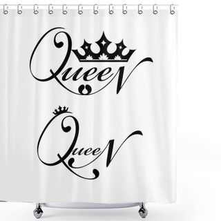 Personality  Logo With Royal Crown And Lettering Shower Curtains