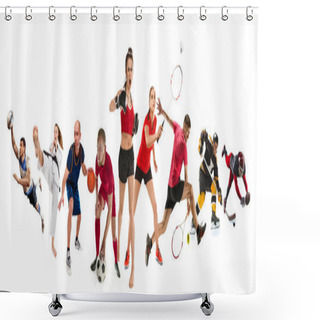 Personality  Sport Collage About Kickboxing, Soccer, American Football, Basketball, Ice Hockey, Badminton, Taekwondo, Tennis, Rugby Shower Curtains