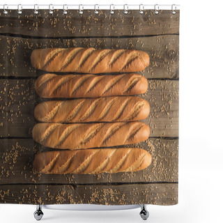 Personality  Baguettes And Grains On Table Shower Curtains