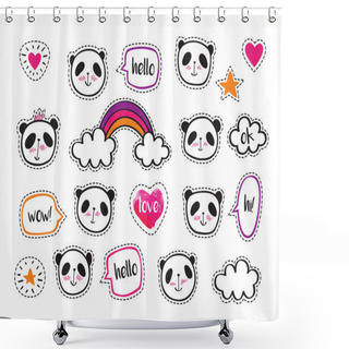 Personality  Set Of Cute Pandas Shower Curtains