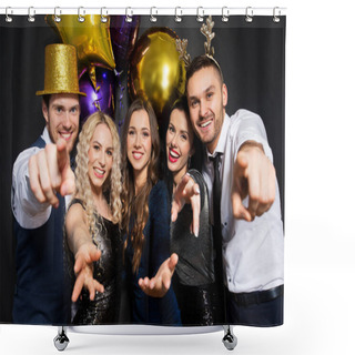 Personality  Friends At Christmas Or New Year Party Shower Curtains