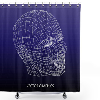 Personality  Vector Model Of Face. Shower Curtains