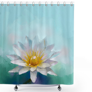 Personality  Lotus Oil Painting Shower Curtains