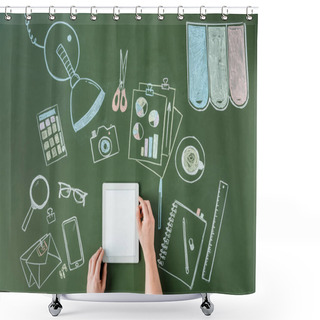 Personality  Hands Holding Tablet Shower Curtains