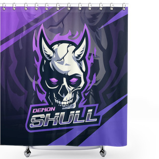 Personality  Demon Skull Mascot Logo Design Shower Curtains