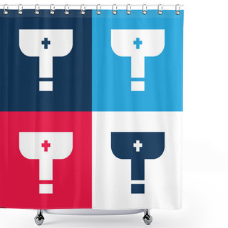Personality  Baptism Blue And Red Four Color Minimal Icon Set Shower Curtains