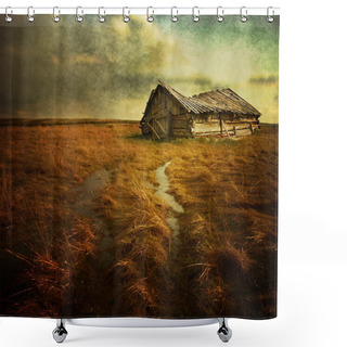 Personality  Old Haunted House On The Empty Field Shower Curtains