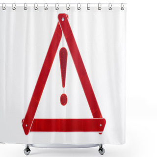 Personality  Top View Of Red Warning Triangle Road Sign Isolated On White Shower Curtains