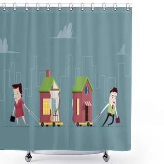 Personality  Husband And Wife Divorce And Divide The Property Into Two Parts Shower Curtains