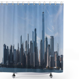 Personality  Picturesque Cityscape Of Manhattan Skyscrapers And Hudson River In New York City, Banner Shower Curtains
