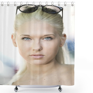 Personality  Young Blonde Teen Face Portrait Shower Curtains