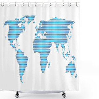 Personality  Blue World Map Isolated On White Background  Shower Curtains