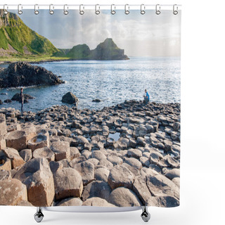 Personality  Taking Photos On Giants Causeway In Northern Ireland Shower Curtains