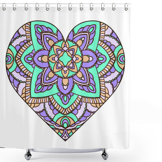 Personality  Heart With Floral Mandala. Vintage Decorative Elements. Shower Curtains