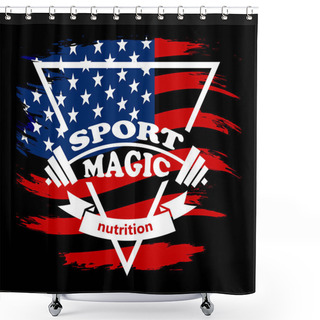 Personality  Barbell Kettlebell With Grunge Stars And Stripes Usa Flag, Template Design. Vector Concept Element,logo,emblem Shower Curtains