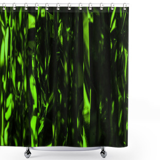 Personality  Dark Green Shiny Streamers As New Year Background Shower Curtains