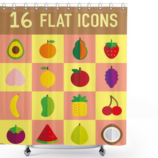 Personality  Various Fruits Flat Icons Shower Curtains