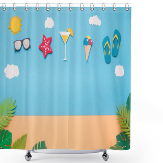 Personality  Creative Wallpaper With Party Beach Accessories In The Sky Shower Curtains
