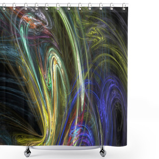 Personality  Fantasy Chaotic Colorful Fractal Pattern. Abstract Fractal Shapes. 3D Rendering Illustration Background Or Wallpaper. Shower Curtains