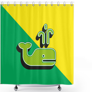 Personality  Blue Whale Green And Yellow Modern 3d Vector Icon Logo Shower Curtains