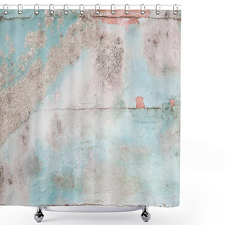 Personality  Old Wooden Shabby Chic Background With Aged Calcification Of Mus Shower Curtains