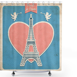 Personality  Vintage Greeting Card In French Style. Shower Curtains