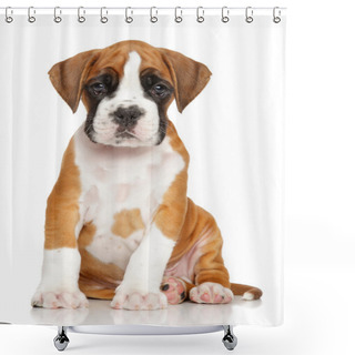 Personality  German Boxer Puppy On White Shower Curtains