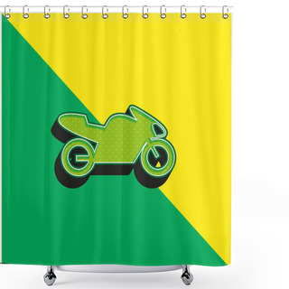 Personality  Bike With Motor, IOS 7 Interface Symbol Green And Yellow Modern 3d Vector Icon Logo Shower Curtains