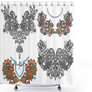 Personality  Collection Of Ornamental Floral Neckline Embroidery Fashion Shower Curtains