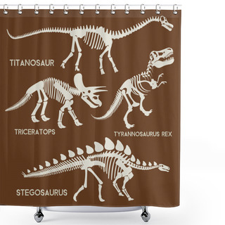 Personality  Dinosaurs Silhouettes Set. Vector Flat Set Illustration Shower Curtains