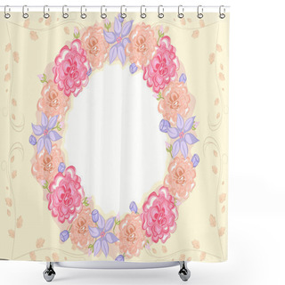Personality  Shabby Chic Floral Frame Shower Curtains