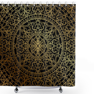 Personality  Vector Black Background With Gold Oriental Ornament Shower Curtains