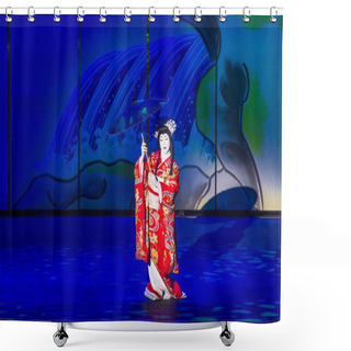 Personality  Kabuki Spectacle At The Fountains Of Bellagio Shower Curtains