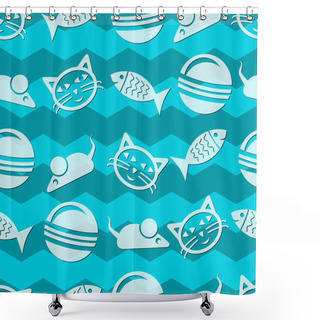 Personality  Collection Of Pet Care Icons - Vector Cats Shower Curtains