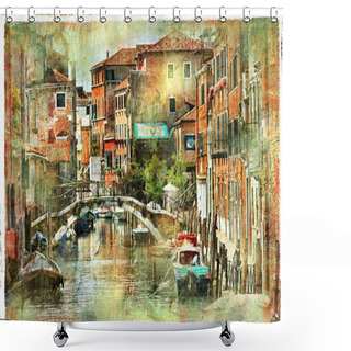 Personality  Venice, Artwork In Painting Style Shower Curtains