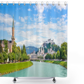 Personality  Panoramic View Of Salzburg Skyline With Festung Hohensalzburg An Shower Curtains