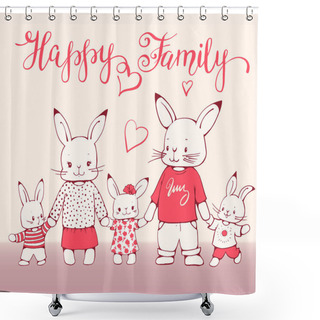Personality  Cartoon Bunnies Family Shower Curtains