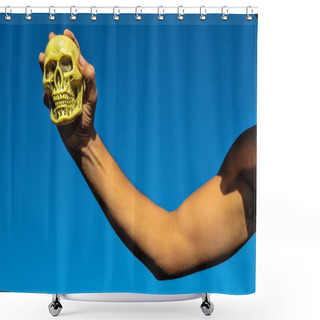 Personality  Ancient Vintage Old Doll With Human Skull Shower Curtains