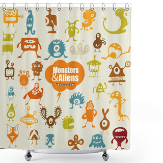 Personality  Many Cute Doodle Monsters Shower Curtains