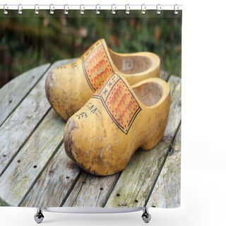 Personality  Pair Of Traditional Dutch Yellow Wooden Shoes Shower Curtains