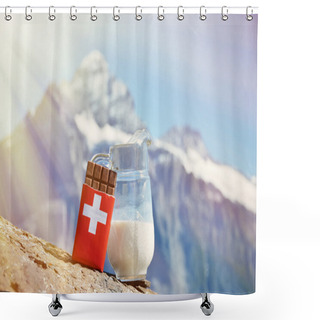 Personality  Swiss Chocolate And Jug Of Milk Shower Curtains