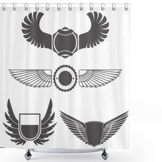 Personality  Emblems With Wings Shower Curtains