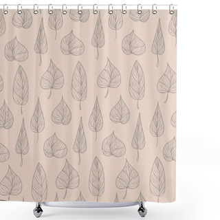 Personality  Wavy Leaves Doodle Pattern Shower Curtains