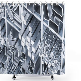 Personality  Metal Bar And Profile, Different Kind, 3d Rendering Image Shower Curtains