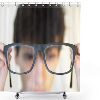 Personality  Eyeglasees Near Eyes Shower Curtains
