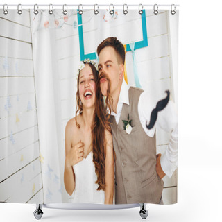 Personality  Emotional Funny Moment Of Wedding  Shower Curtains